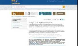 
							         Filing a Civil Rights Complaint | HHS.gov								  
							    