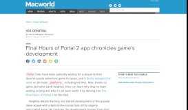 
							         Final Hours of Portal 2 app chronicles game's development | Macworld								  
							    