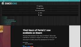 
							         'Final Hours of Portal 2' now available on Steam | Shacknews								  
							    