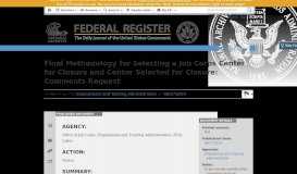 
							         Final Methodology for Selecting a Job Corps ... - Federal Register								  
							    