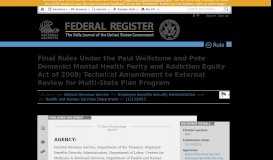 
							         Final Rules Under the Paul Wellstone and Pete ... - Federal Register								  
							    