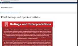 
							         Final Rulings and Opinion Letters - Wage and Hour Division (WHD ...								  
							    