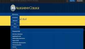
							         Financial Aid | Allegheny College - Meadville, PA								  
							    