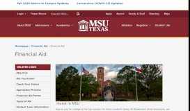 
							         Financial Aid » MSU Texas » - Midwestern State University								  
							    