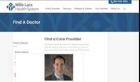 
							         Find a Care Provider | Mille Lacs Health System								  
							    