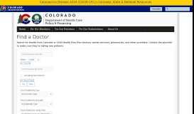 
							         Find a Doctor | Colorado Department of Health Care Policy and ...								  
							    