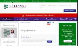 
							         Find a Provider - Firelands Regional Medical Center								  
							    