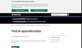 
							         Find an apprenticeship - GOV.UK								  
							    