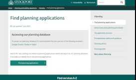 
							         Find planning applications - Stockport Council								  
							    