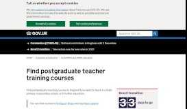 
							         Find postgraduate teacher training courses - GOV.UK								  
							    