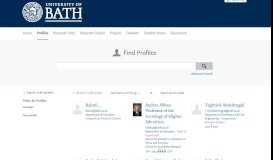 
							         Find Profiles — the University of Bath's research portal								  
							    
