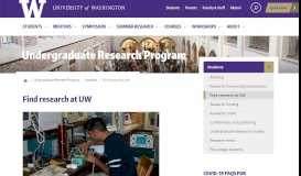
							         Find research at UW | Undergraduate Research Program								  
							    