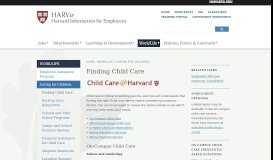 
							         Finding Child Care | Harvard Human Resources								  
							    