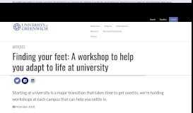 
							         Finding your feet: A workshop to help you adapt to life at university ...								  
							    