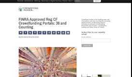 
							         FINRA Approved Reg CF Crowdfunding Portals: 38 and Counting ...								  
							    