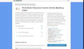 
							         First Bank Financial Centre Online Banking Login - CC Bank								  
							    