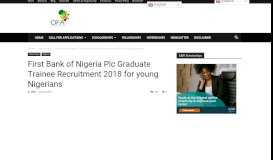 
							         First Bank of Nigeria Plc Graduate Trainee Recruitment 2018 for ...								  
							    