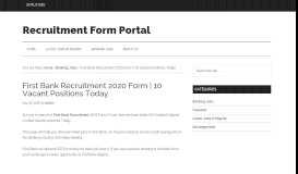 
							         First Bank Recruitment 2018 Form - Recruitment Form Portal								  
							    