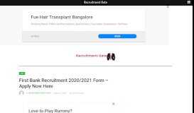 
							         First Bank Recruitment 2018/2019 Form - Apply Now Here Today online								  
							    