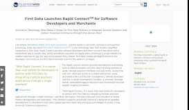 
							         First Data Launches Rapid ConnectSM for Software Developers and ...								  
							    