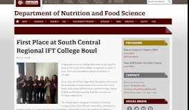 
							         First Place at South Central Regional IFT College Bowl - Department ...								  
							    