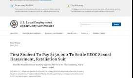 
							         First Student To Pay $150,000 To Settle EEOC Sexual Harassment ...								  
							    