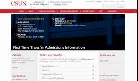 
							         First Time Transfer | California State University, Northridge - CSuN								  
							    