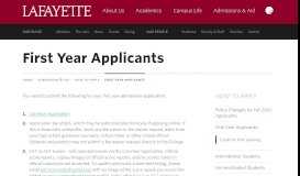 
							         First Year Applicants · Admissions · Lafayette College								  
							    