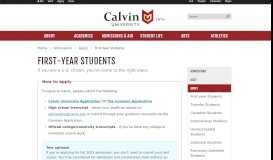 
							         First-Year Applicants - Apply | Calvin College								  
							    