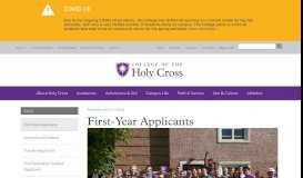 
							         First-Year Applicants | College of the Holy Cross								  
							    