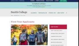 
							         First-Year Applicants | Smith College								  
							    