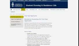 
							         First Year Applicants | Student Housing & Residence Life - UTSC								  
							    