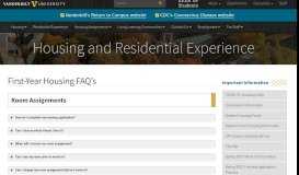 
							         First Year Housing FAQ - Vanderbilt University								  
							    