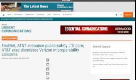 
							         FirstNet, AT&T announce public-safety LTE core; AT&T exec dismisses ...								  
							    