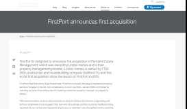 
							         FirstPort announces first acquisition - FirstPort								  
							    