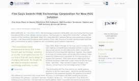 
							         Five Guys Selects PAR Technology Corporation for New POS ...								  
							    
