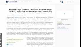 
							         Flagler College Embraces Jenzabar's Internet Campus Solution; Web ...								  
							    