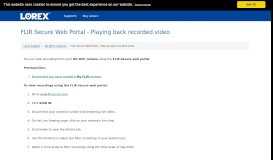 
							         FLIR Secure Web Portal: Playing back recorded video - Lorex Support ...								  
							    