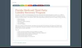 
							         Florida Medicaid Third Party Liability Recovery ProgramFlorida TPL								  
							    