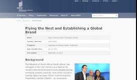 
							         Flying the Nest and Establishing a Global Brand - WIPO								  
							    
