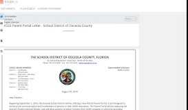 
							         FOCUS Parent Portal Letter - School District of Osceola County								  
							    