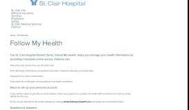 
							         Follow My Health - St. Clair Hospital								  
							    