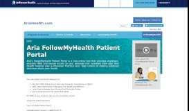 
							         FollowMyHealth - Aria Health								  
							    