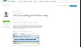 
							         Followup Course Program via Portal Settings | SAP Blogs								  
							    