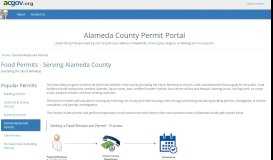 
							         Food & Restaurant Permits - Alameda County Permit Portal - ACGOV.org								  
							    