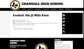 
							         Football- 9th @ Wills Point | Crandall High School								  
							    