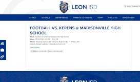 
							         Football vs. Kerens @ Madisonville High School | Leon ISD								  
							    