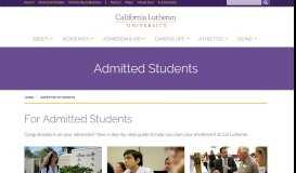 
							         For Admitted Students | Cal Lutheran - California Lutheran University								  
							    