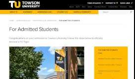 
							         For Admitted Students | Towson University								  
							    