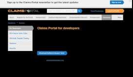 
							         For Developers - Claims Portal								  
							    